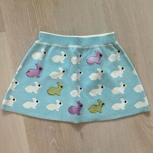 Queen Of Sparkles Light Baby Blue Easter Bunny Skirt Sequins 100% Cotton Size XS
